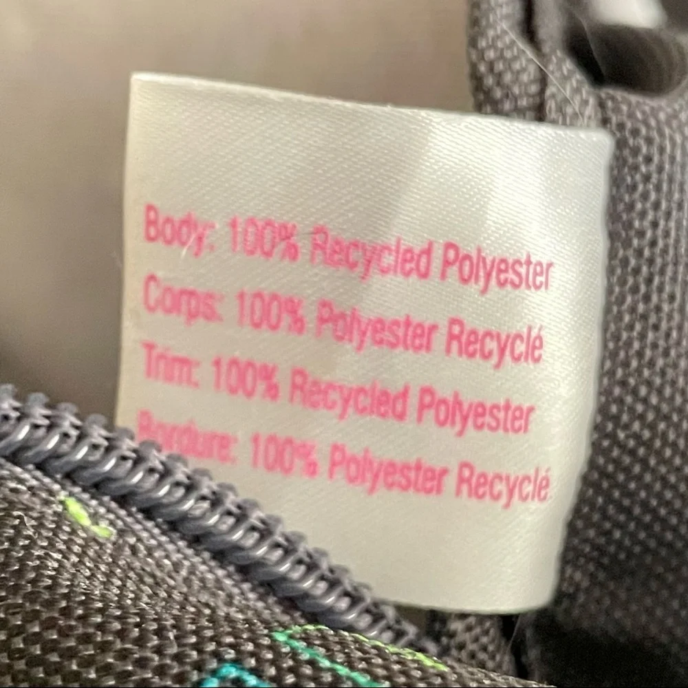 PINK Victoria’s Secret Black Zip Up Tote Bag Black Fluorescent Allover Logo - Picture 9 of 11